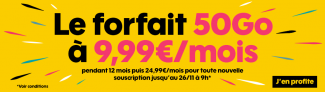 Forfait Sosh 50Go avec communications / SMS illimités à 9,99€ !