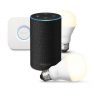 Amazon Echo (2ème génération), Tissu anthracite + Kit de démarrage Philips Hue White E27 (2 ampoules + pont de connexion Hue)