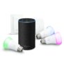 Amazon Echo (2ème génération), Tissu anthracite + Kit de démarrage Philips Hue White & Color E27 (3 ampoules + pont de connexion Hue + télécommande Hue)