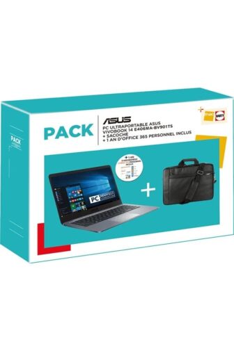 PC portable ASUS E406MA-BV901TS + SACOCHE + 1 AN D’OFFICE 365 PERSONNEL...