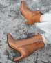 Bottines talons carré haut marron
