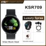 KSUN KSR709 Smart Watch Round Touch Screen Intelligent Fitness Tracker IP67 Sports Bracelet Men – Black Steel