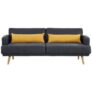 Tom Canapé droit convertible 3 places – Tissu gris foncé et jaune – Scandinave – L 214 x P 86 cm