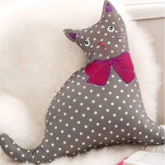 Coussin décoratif brodé Chat Passion