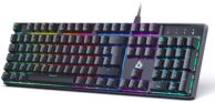 AUKEY Clavier Gamer Mecanique Bleu Switches et Rétroéclairage LED 100% Anti-ghosting de 105 Touches