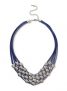 Collier Multi-Rangs Bleu Marine À Perles