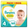 Pampers – Premium Protection – Couches Taille 4 (9-14 kg) – Pack 1 mois (x168 couches)
