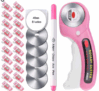 Coupeur rotatif + 5 lames de remplacement + clips de couture, stylo marqueur de tissu