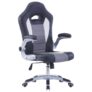Rotatable High Back Adjustable Height and Armrest Ergonomic Leatherette Office Chair – France Black and White （entrepot FR）