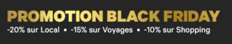 -20% sur local, -15% sur voyages, -10% sur shopping chez Groupon
