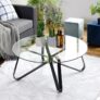 Table Basse Ronde Scandinave en Verre trempé