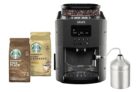 Expresso avec broyeur KRUPS ESSENTIAL GRISE AVEC MOUSSEUR ET 2 PAQUETS CAFÉ STARBUCKS