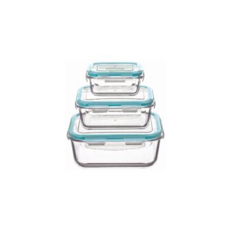 Lot de 3 boites de conservation en verre rectangulaire