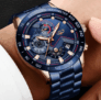 Montre homme en acier inoxydable bleu