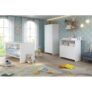 NIKO Chambre bébé complète : lit 70x140cm + commode à langer + armoire – blanc