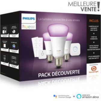 Pack Philips E27 White & Colors +détecteur+variateurs