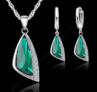 Parure de collier pendentif boucles d’oreilles Argent Géométrique