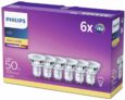 Philips Lot de 6 Ampoules LED Spot Culot GU10, 4,6W équivalent 50W