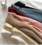 Pull épais côtelé à manches longues et col roulé pour Femme