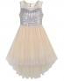 Robe beige à paillettes en tulle