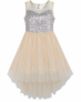Robe beige à paillettes en tulle