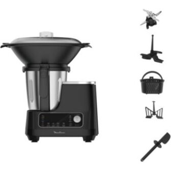 Robot cuiseur Moulinex Clickchef noir HF456810 + cuiseur vapeur