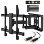 Support Mural TV Perlegear pour écrans 37-70 Pouces LED LCD Plasma et courbé Support TV Inclinable et orientable avec câble HDMI 1.8m