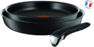 Tefal INGENIO EXPERTISE Lot 2 Poêles 24/28 cm + 1 Poignée Amovible Induction Antiadhésives Noir L6509205